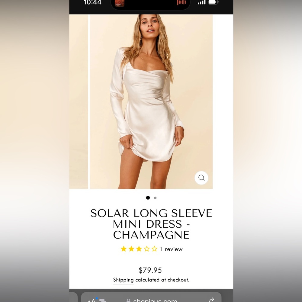 NWT - JAUS Solar Long Sleeve Champagne Dress